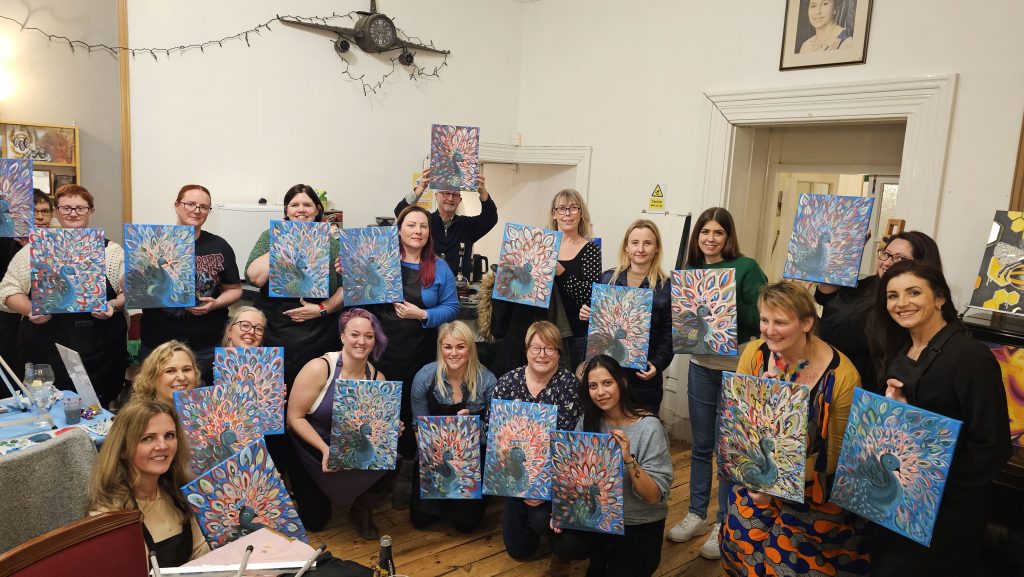 Sip and paint workshop, Peacock painting