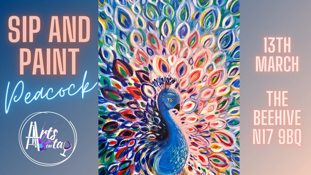 Sip and paint, tottenham, Peacock sip and paint