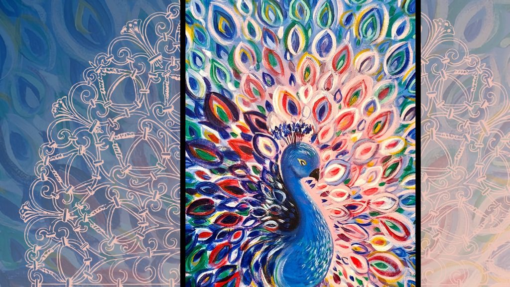 Sip and paint banner, peacock