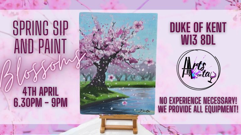 Sip and Paint banner blossoms