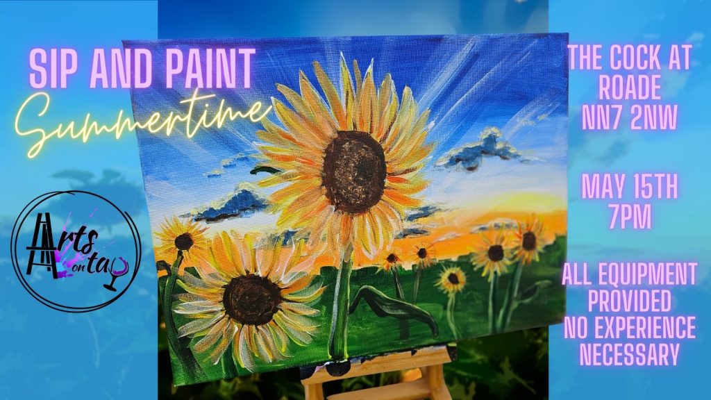 drink and paint event sunflowers